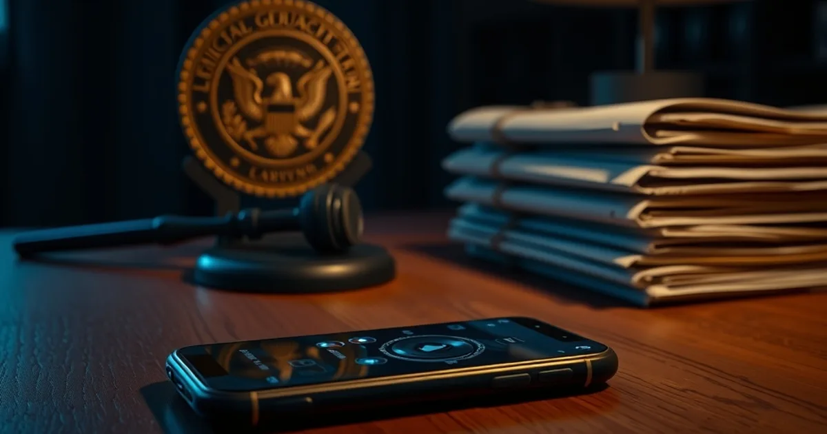 Smartphone affichant une interface de streaming dans la pénombre, à côté de documents officiels évoquant la régulation, ambiance sombre et cinématographique.